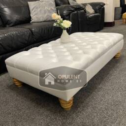 Deep Cushioned Extra Large Plush Velvet Chesterfield Footstool Coffee Table - thumbnail 2