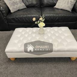 Deep Cushioned Extra Large Plush Velvet Chesterfield Footstool Coffee Table