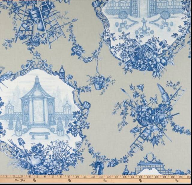 "Pair 25 Or 50"" Wide Kaufman Jardin Cobalt Rod Pocket Panels Drapes Cafe Curtains 1 Valance 24 63 72 84 96 108 120"