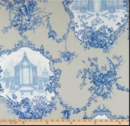 "Pair 25 Or 50"" Wide Kaufman Jardin Cobalt Rod Pocket Panels Drapes Cafe Curtains 1 Valance 24 63 72 84 96 108 120"