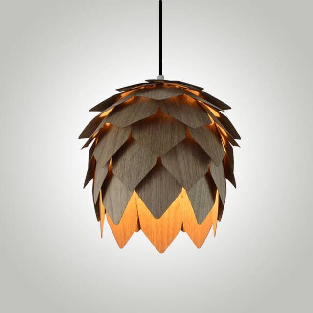 Wood Pendant Light-Pine Cone Light-Walnut-Lighting-Pendant Light-Chandelier-Lighting-Ceiling Light-Artichoke Light-Acorn Light - image 1