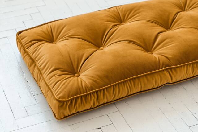 Floor Cushion Reading Nook Velvet Floor Pillow With Piping Seating Bench - image 1