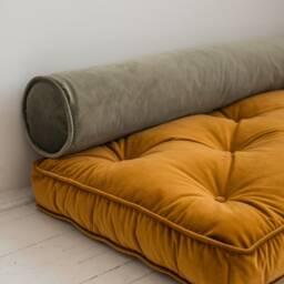 Floor Cushion Reading Nook Velvet Floor Pillow With Piping Seating Bench - thumbnail 3