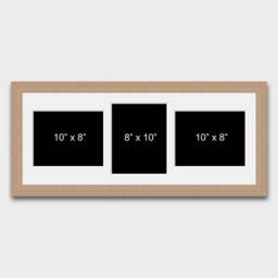 Oak Veneer Multi Photo Frame - Holds 3, 8x10 &