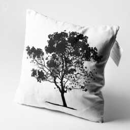 Pillow Cover With Black Tree Minimalist Design On The White, Double Sided Printing Soft Chenille Fabric Multi Size Options, Oeko-Tex - thumbnail 3