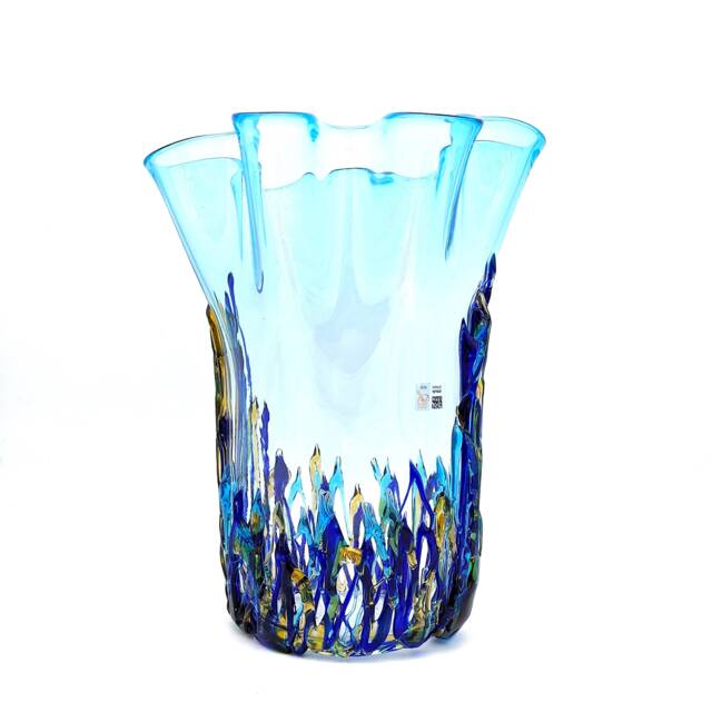 Handmade Murano Glass Vase Turquoise Italian Design - image 1