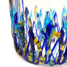 Handmade Murano Glass Vase Turquoise Italian Design - thumbnail 3