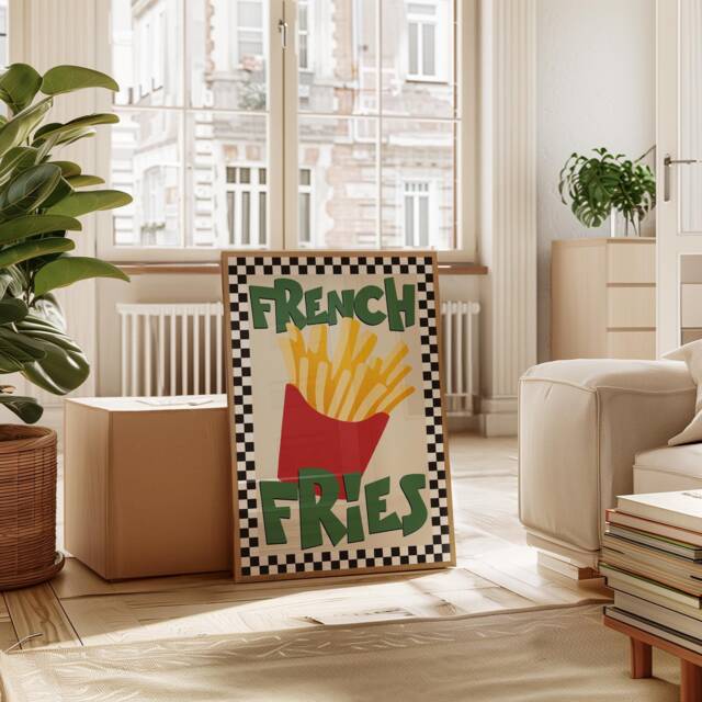 French Fries Print, Gift For Foodie, Food Kitchen Wall Art, Fast Food, Colourful Trendy Poster Maximalist 2947 - image 1