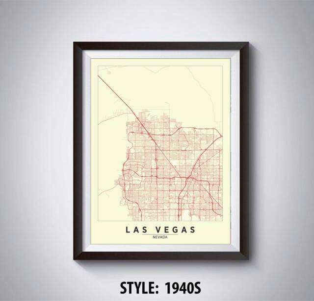 Las Vegas Map Print Nevada Roadways, Office Wall Art - image 1