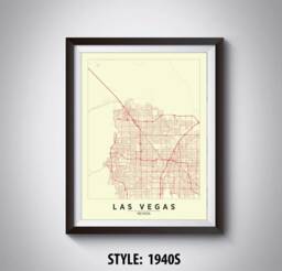 Las Vegas Map Print Nevada Roadways, Office Wall Art - thumbnail 1