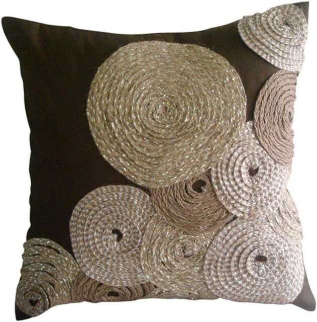 "Designer Brown Euro Pillow Sham 24""x24""/26""x26" - image 1