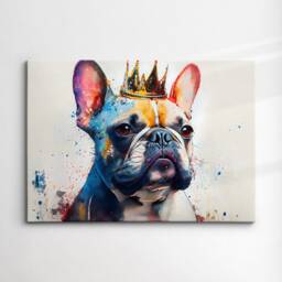 French Bulldog With Crown Dog Pet Abstract Modern Painting Wall Art, Framed Canvas Poster Print, Home Kitchen Office Room Decor, Gifts - thumbnail 3