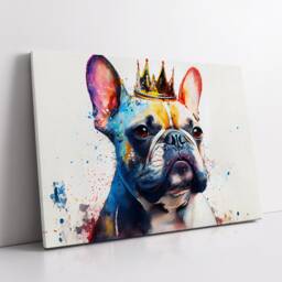 French Bulldog With Crown Dog Pet Abstract Modern Painting Wall Art, Framed Canvas Poster Print, Home Kitchen Office Room Decor, Gifts - thumbnail 2