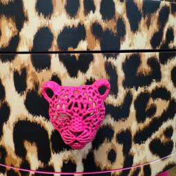 Hot Pink Leopard Round Bedside Table . Fun Bright Home Decor Ideal For Nightstand Or Side Table. Cheetah Print Gold Design - thumbnail 4