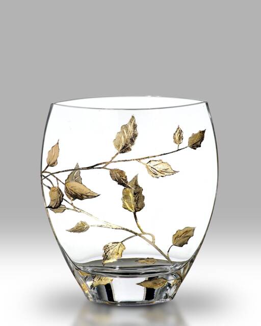 Gold Leaf - 21cm Curved Vase By Nobile Glassware - image 1