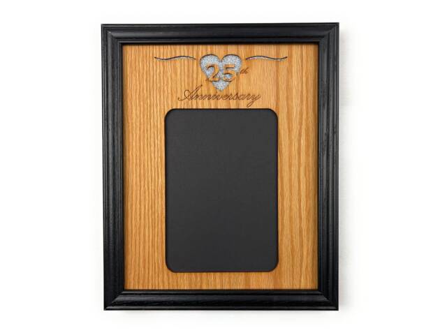 25Th Anniversary Photo Frame - 8x10 Holds 5x7 25 Wedding Gift For Parents, Silver Couple - image 1