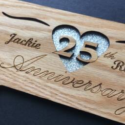 25Th Anniversary Photo Frame - 8x10 Holds 5x7 25 Wedding Gift For Parents, Silver Couple - thumbnail 2