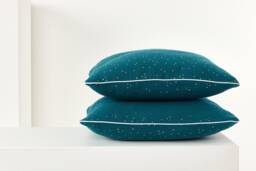 Kraftkids Muslin Pillowcase With Gold Dots On Petrol Blue