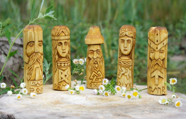 Odin. Freya. Thor. Frigg. Tyr. Small Wooden Altar. Handcrafted Statue - image 1