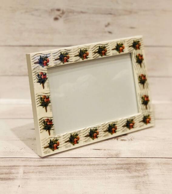 Flower Bouquet Postage Stamp Frame - Holds 4x6 Photo - image 1