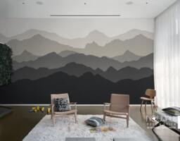 Gradient Mountain Scenery Peel & Stick Wallpaper Scandinavian Home Decor Wall Decals Sticker Reusable Fabric - thumbnail 1