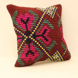 Kilim Lumbar Pillowcover 14x14 Turkish Textile Cushion Hand Made Decorative Home Design Throw Pillow Case Sofa Boho 4Obf-1 - thumbnail 2