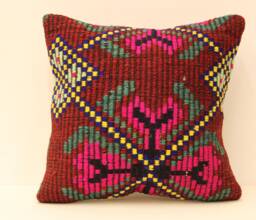 Kilim Lumbar Pillowcover 14x14 Turkish Textile Cushion Hand Made Decorative Home Design Throw Pillow Case Sofa Boho 4Obf-1 - thumbnail 1