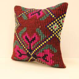 Kilim Lumbar Pillowcover 14x14 Turkish Textile Cushion Hand Made Decorative Home Design Throw Pillow Case Sofa Boho 4Obf-1 - thumbnail 3