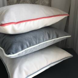 Cream Velvet Pillow Cover With Piping Decorative Cushion - thumbnail 4