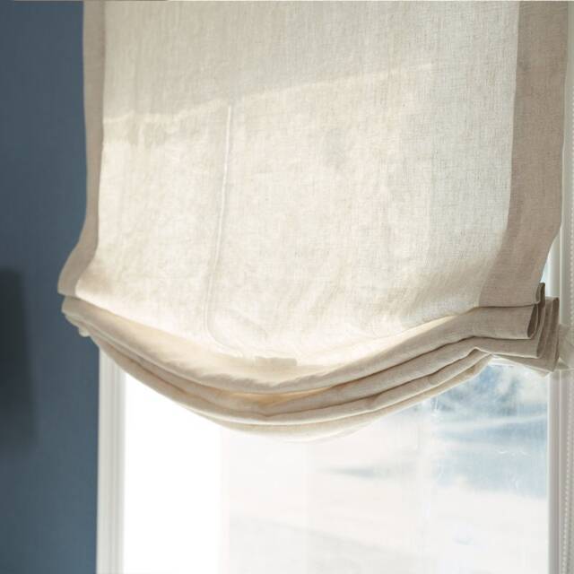 Natural Linen Custom Relaxed Roman Shades, Soft Fold Window Treatment, Pure Blinds For Nursery, Kitchen, Bathroom - image 1
