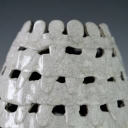 Handmade Ceramic Decorative Vase, Raku Firing, Porcelain, Contemporary Home Decor - thumbnail 3