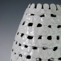 Handmade Ceramic Decorative Vase, Raku Firing, Porcelain, Contemporary Home Decor - thumbnail 4
