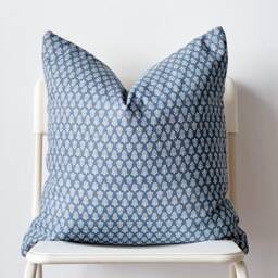 "Block Print Pillow Cover Floral Batik, Ethnic Indian Textile - 20"" X 20" - thumbnail 2