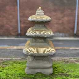 Chinese Golden Pagoda Statue Oriental Temple Sculpture Outdoor Figurine Asian Concrete Ornament Zen Garden Decor Lover Gift - thumbnail 2