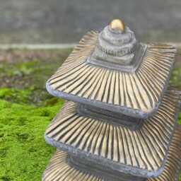 Chinese Golden Pagoda Statue Oriental Temple Sculpture Outdoor Figurine Asian Concrete Ornament Zen Garden Decor Lover Gift - thumbnail 3