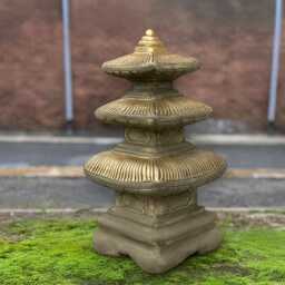 Chinese Golden Pagoda Statue Oriental Temple Sculpture Outdoor Figurine Asian Concrete Ornament Zen Garden Decor Lover Gift