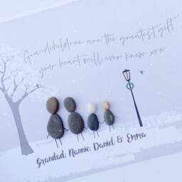 Personalised Christmas Family Pebble Picture - Framed Art Home Gift Grandparent Festive - thumbnail 2