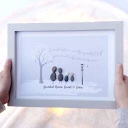 Personalised Christmas Family Pebble Picture - Framed Art Home Gift Grandparent Festive - thumbnail 1