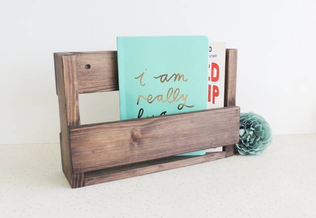 Rustic Wooden Mail Holder Entryway Magazine Rack, Wall Shelves - image 1
