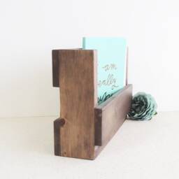 Rustic Wooden Mail Holder Entryway Magazine Rack, Wall Shelves - thumbnail 3