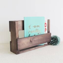 Rustic Wooden Mail Holder Entryway Magazine Rack, Wall Shelves - thumbnail 2