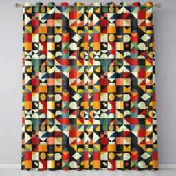Abstract Geometric Patchwork Shapes Vintage Texture Seamless Pattern Readymade Eyelet Ring Top Thermal 100% Blackout Curtains - thumbnail 2