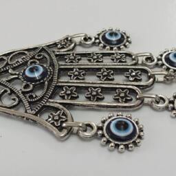 Small Hamsa Hand Wall Hanging, Evil Eye Charm, Of Fatima Amulet, Turkish Nazar Bead Decor, Protection Gift, Mini Boho Art - thumbnail 4