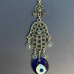 Small Hamsa Hand Wall Hanging, Evil Eye Charm, Of Fatima Amulet, Turkish Nazar Bead Decor, Protection Gift, Mini Boho Art - thumbnail 3