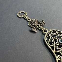 Small Hamsa Hand Wall Hanging, Evil Eye Charm, Of Fatima Amulet, Turkish Nazar Bead Decor, Protection Gift, Mini Boho Art - thumbnail 2