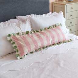 Handmade Pink Check Cushion Cover Ian Mankin Suffolk Cotton, Ruffled Edge - thumbnail 2