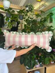Handmade Pink Check Cushion Cover Ian Mankin Suffolk Cotton, Ruffled Edge - thumbnail 1