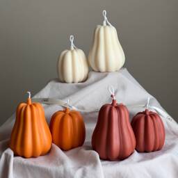Handmade Autumn Pumpkin Soy Wax Candle Set Spooky Home Decor - thumbnail 1