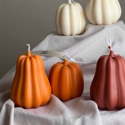 Handmade Autumn Pumpkin Soy Wax Candle Set Spooky Home Decor - thumbnail 2