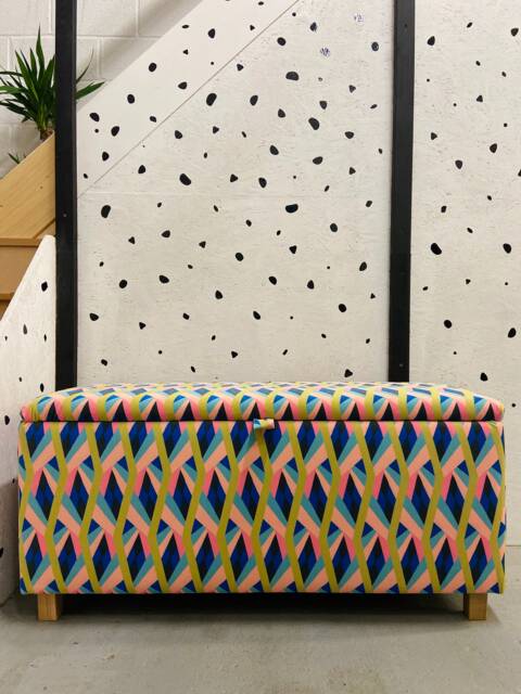 Large Ottoman in Luxury Geometric Velvet - image 1